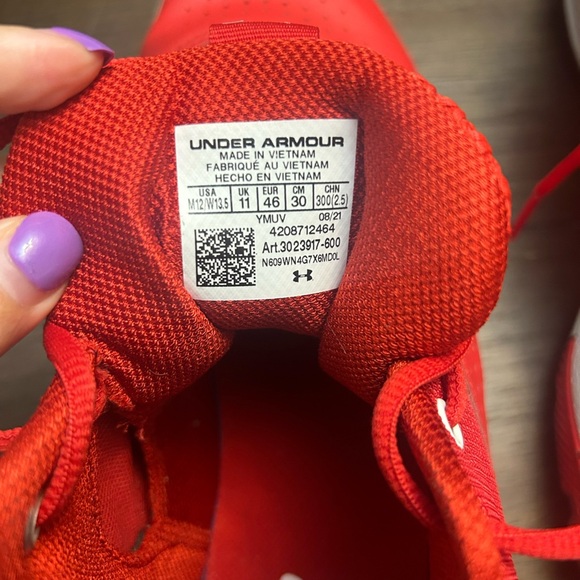 Under Armour SC 3Zero IV UA 4 Men Basketball Shoes Red Size 12 - Picture 4 of 4